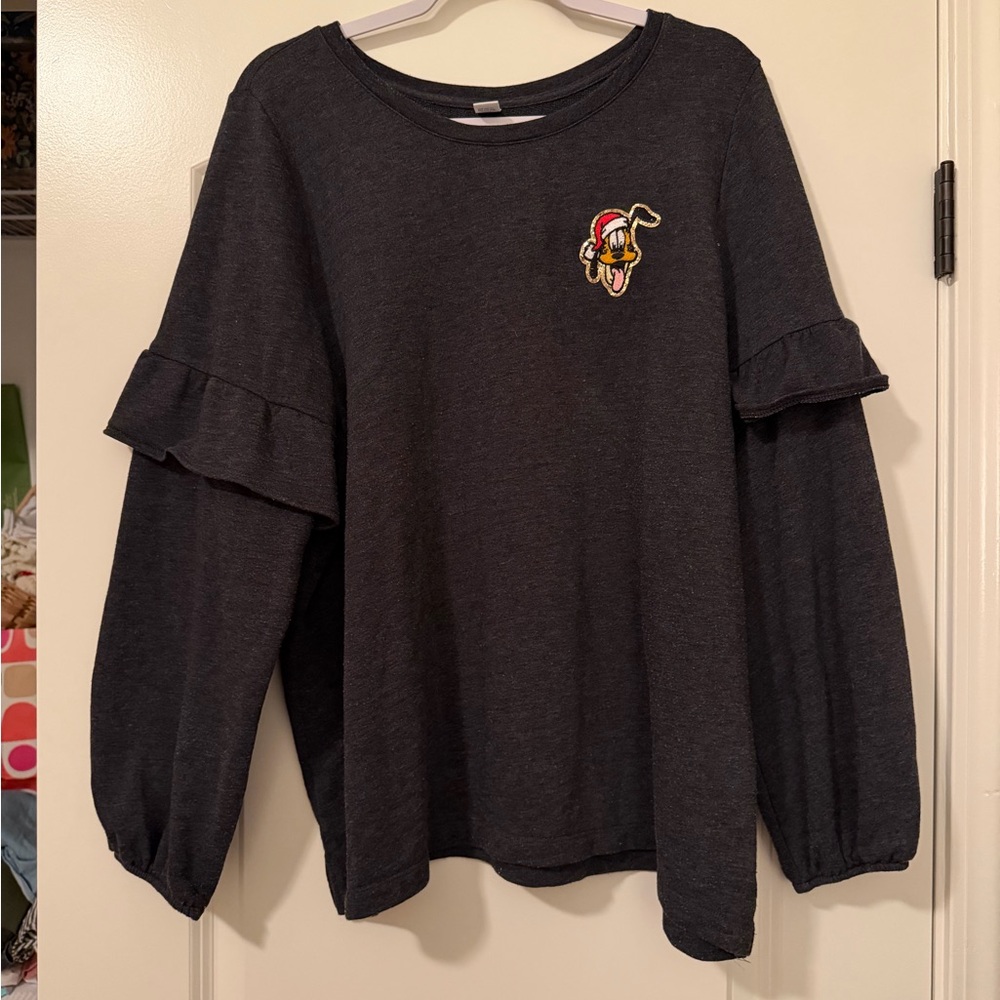 Pluto Disney Patch Ruffle Sweatshirt